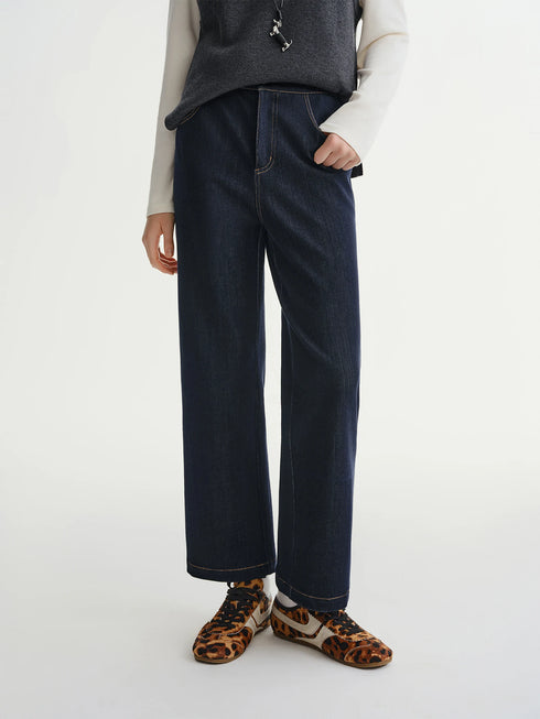 DUSHU Plus Size Women's Double-Layered Fleece Lined Jeans