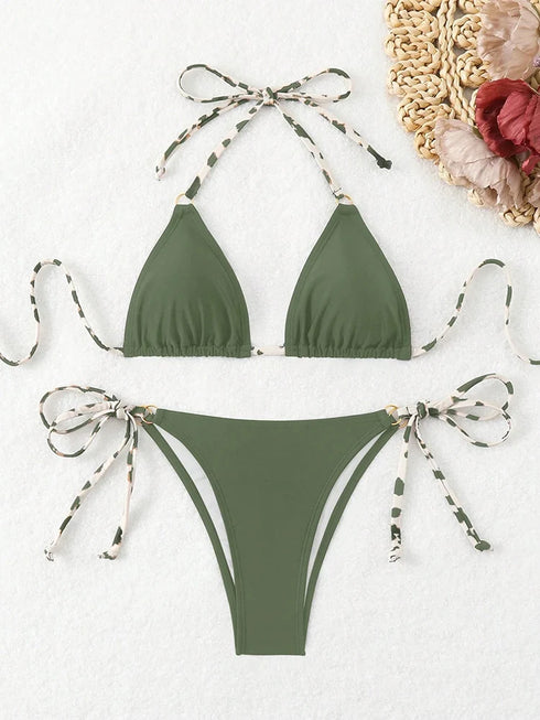 Halter Neck Micro Thong Bikini Set