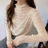 Lace Detail Turtleneck Long Sleeve Blouse