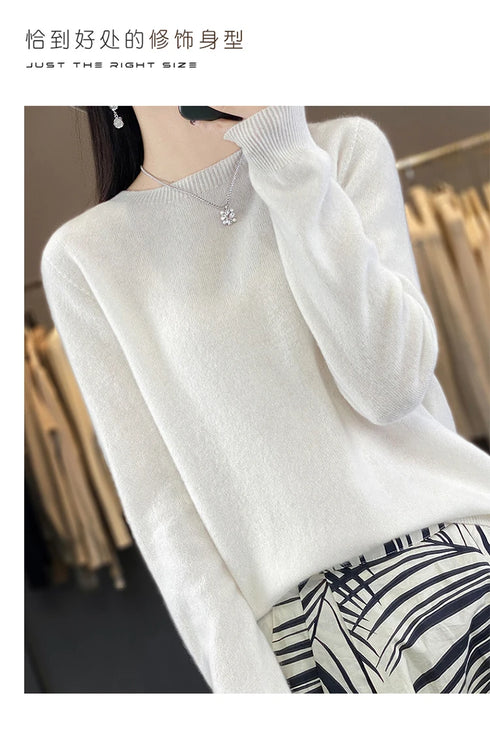 100% Merino Wool Long Sleeve Sweater for Women