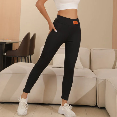 High Waist Fleece-Lined Warm Leggings for Women