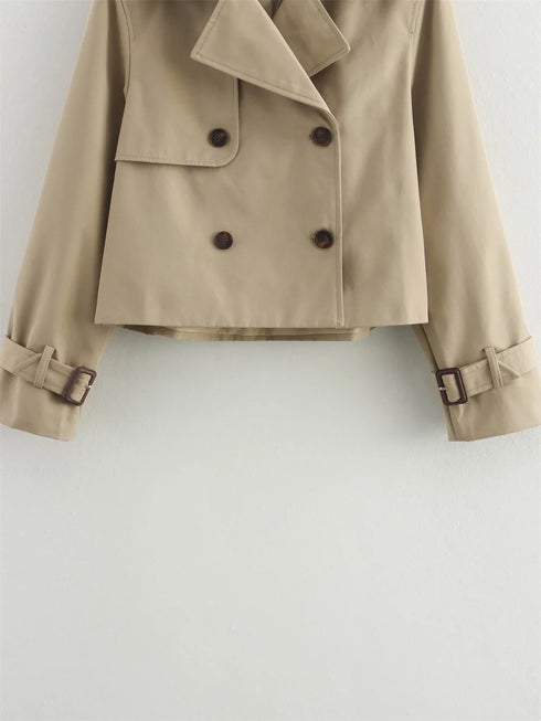 Ladies Vintage Cropped Trench Jacket