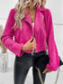 Faux Suede Biker Jacket with Zipper Detail
