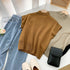 Solid Stand-up Collar Knitted Blouse Vest