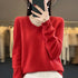 100% Merino Wool V-Neck Pullover Sweater for Women
