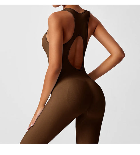 Seamless V-Back Tummy Control Yoga Bodysuit