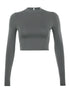 Solid Basic Long Sleeve Women's Crop Top