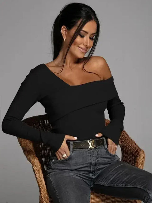 Off the Shoulder Long Sleeve Top for Women