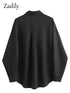 Zadily Minimalist Full Sleeve Oversize Black Women Basic Shirt Button Up Loose Woman Tuic Blouses 2025 Autumn Female Long Tops
