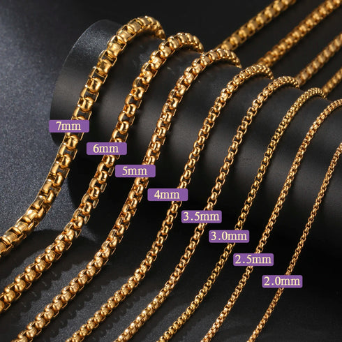 Long Box Chain Necklace in Stainless Steel