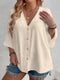 Women's Plus-size T-shirt Solid Color Breathable Spring/summer V-neck Button Travel Casual Wear with European and American Style