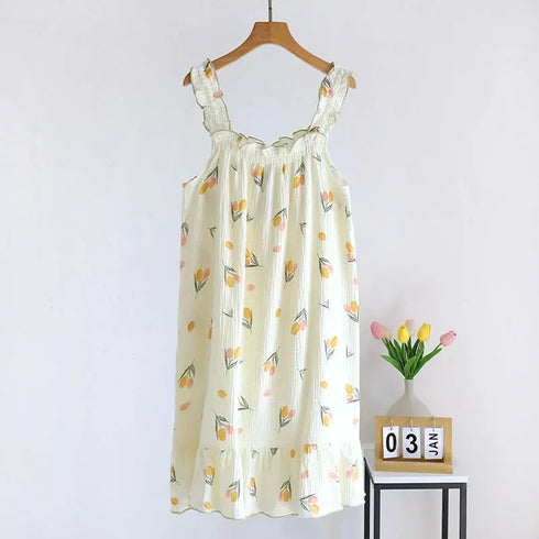 Ladies Summer Cotton Spaghetti Strap Nightdress