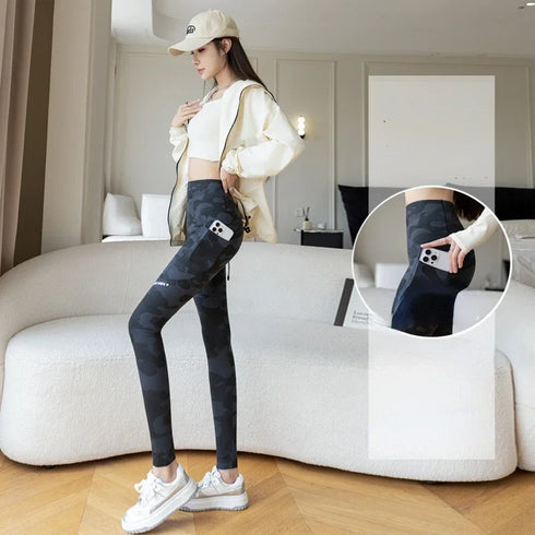 High Waist Camo Leggings with Pockets