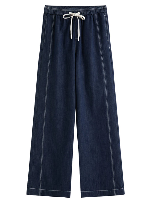 DUSHU Women's Contrast Topstitching Straight Leg Jeans