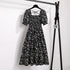 Floral A-Line Chiffon Dress with Short Sleeves
