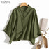 ZANZEA Elegant 3/4 Sleeve Lapel Neck Blouse for Women