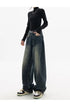 High Waist Wide Leg Jeans in Navy Blue