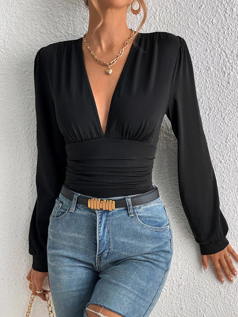 Women's Retro Pleated Lantern Sleeve One-Piece Dress