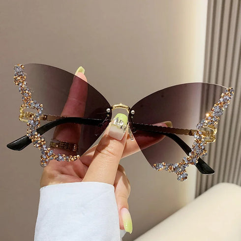 Diamond Butterfly Sunglasses with UV400 Protection