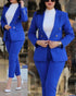 Notched Neck Blazer & High Waist Pants Set for Women
