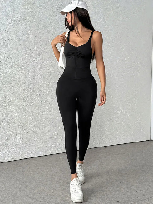 Black Backless Bodycon Jumpsuit for Women