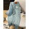 Womens High Waist Loose Fit Straight Leg Denim Jeans