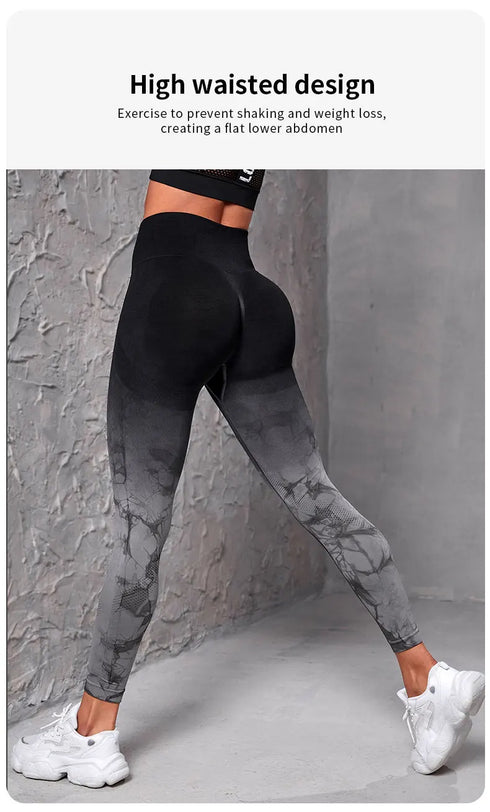 Seamless High Waist Push-Up Leggings in Tie Dye