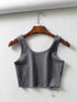 Chic Sleeveless Summer Crop Top with U Collar