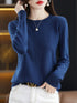 100% Merino Wool O-Neck Sweater for Women