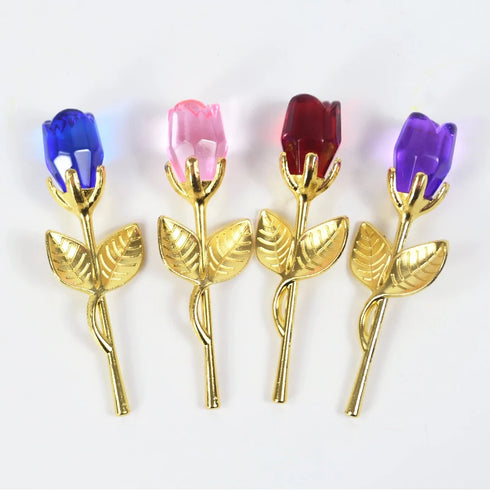 Crystal Glass Rose Flower in Box Mini Forever Red Gold Rose Gift for Girlfriend Wedding Guest Mother's Day