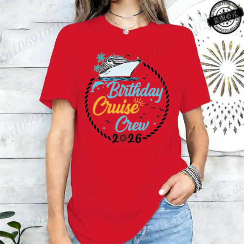 Birthday Crew 2026 Shirts,My Birthday Cruise Crew T-Shirts for Women,Family Party Tops Tees,Friends Cruise T-Shirts,short Sleeve