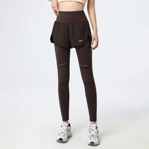 PHIGEER Women's High Waist 2-in-1 Yoga Leggings with Shorts