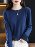 Women's 100% Merino Wool O-Neck Pullover Sweater