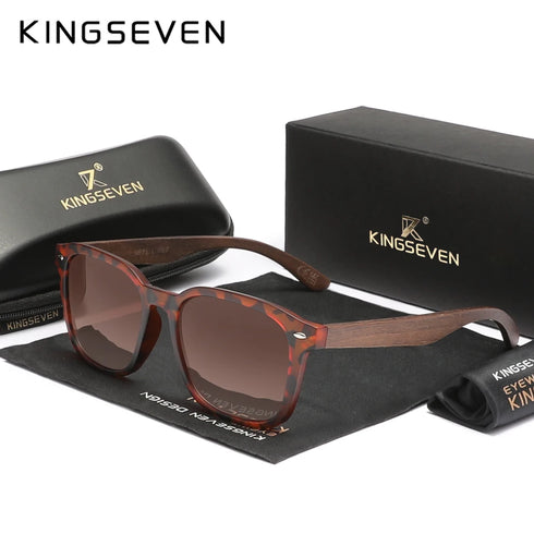 KINGSEVEN Wooden Cat Eye Sunglasses with Polarized UV400 Lenses