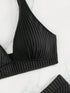 Black Lace-Up Bikini Set