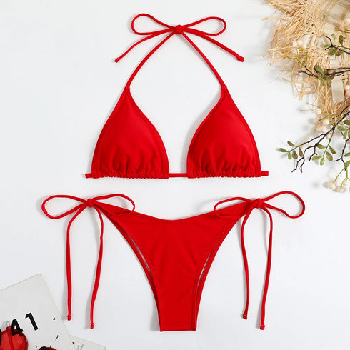Lace Up Micro Bikini Set for Women