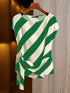 Korean Striped Short Sleeve Blouse for Women