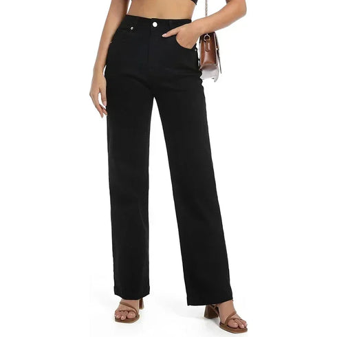 High Waist Straight Leg Jeans in White Beige