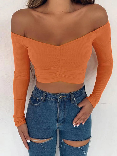Women’s Off Shoulder Long Sleeve T-Shirt