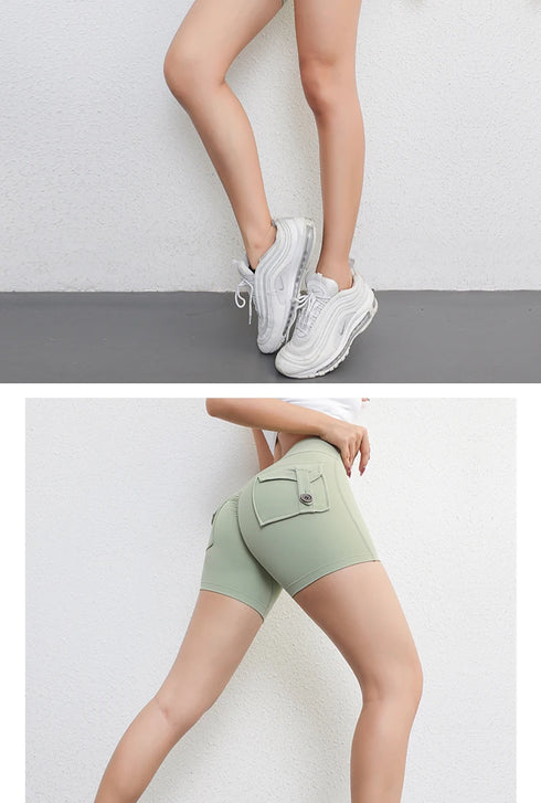 Peach Butt Fitness Cargo Shorts for Women