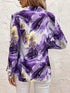 Women's Purple Gold Marble Print Satin Blouse