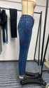 High Waist Blue Denim Jeans with Button Detail