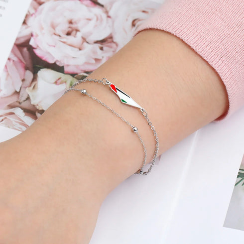 Enamel Palestine Map Charm Bracelets for Women Men Jewelry