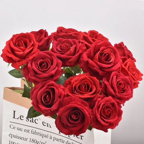 Artificial Red and White Roses - 3/5/10/20pcs