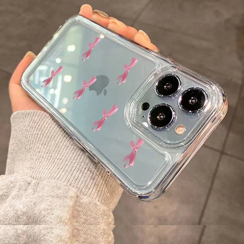 Pink Bow Soft Silicone Phone Case for iPhone Models