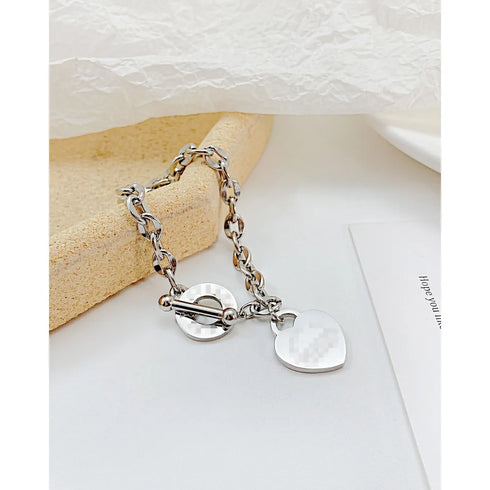 Stainless Steel Heart Bracelet with Proverbs Inscription