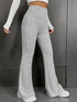 Women's Plus Size Ribbed Flare Leg Pants - Grey