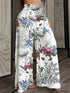 Plus Size Wide Leg Casual Trousers with Print Design
