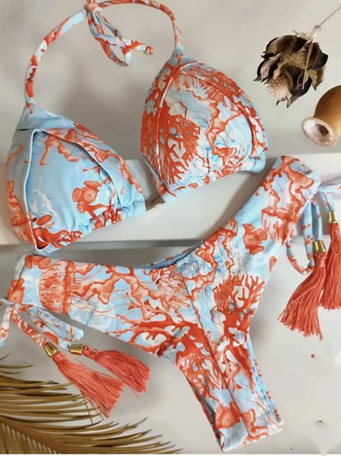 Floral Print Push Up Bikini Set for Women