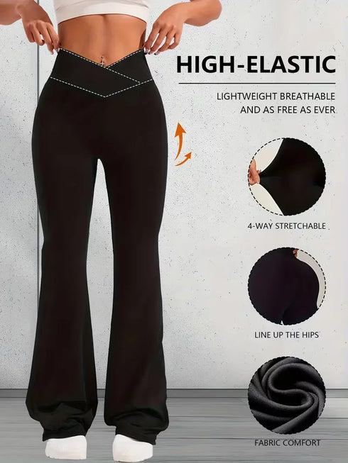 Women's High-Waisted Crossover Flare Yoga Pants